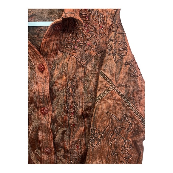 Flashback Embroidered Crochet Western Burnout Blazer Size Large RG1 - Picture 3 of 5